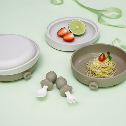 Edison Silicone Self Suction Food Tray & Spoon Set with Cover