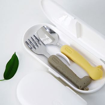 Edison Silicone Spoon & Fork Case Set for Baby