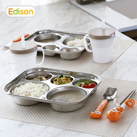 Edison Owl Stainless Steel Divided Food Tray(Baby & Kids)